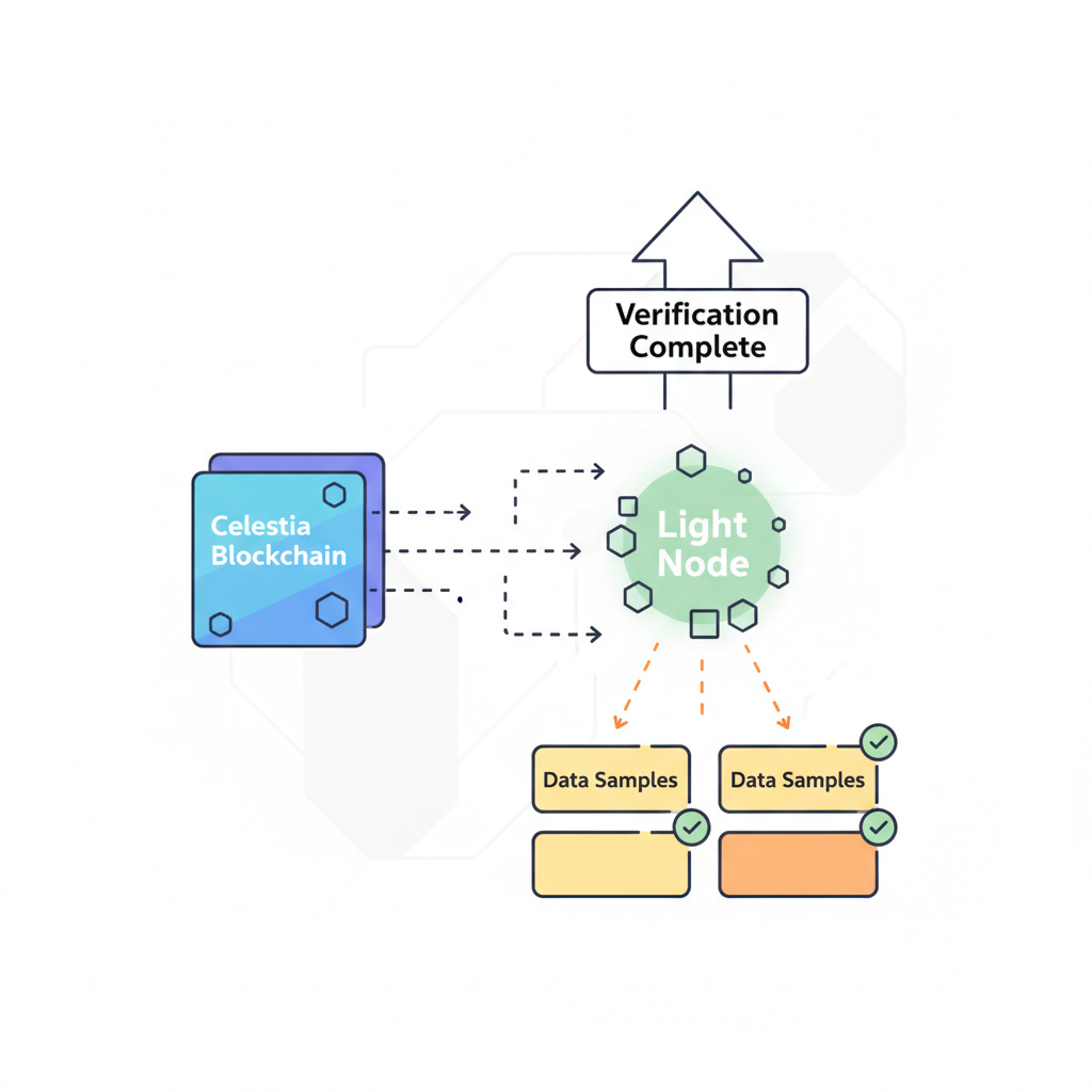 light node verifying data samples from Celestia blockchain visualization