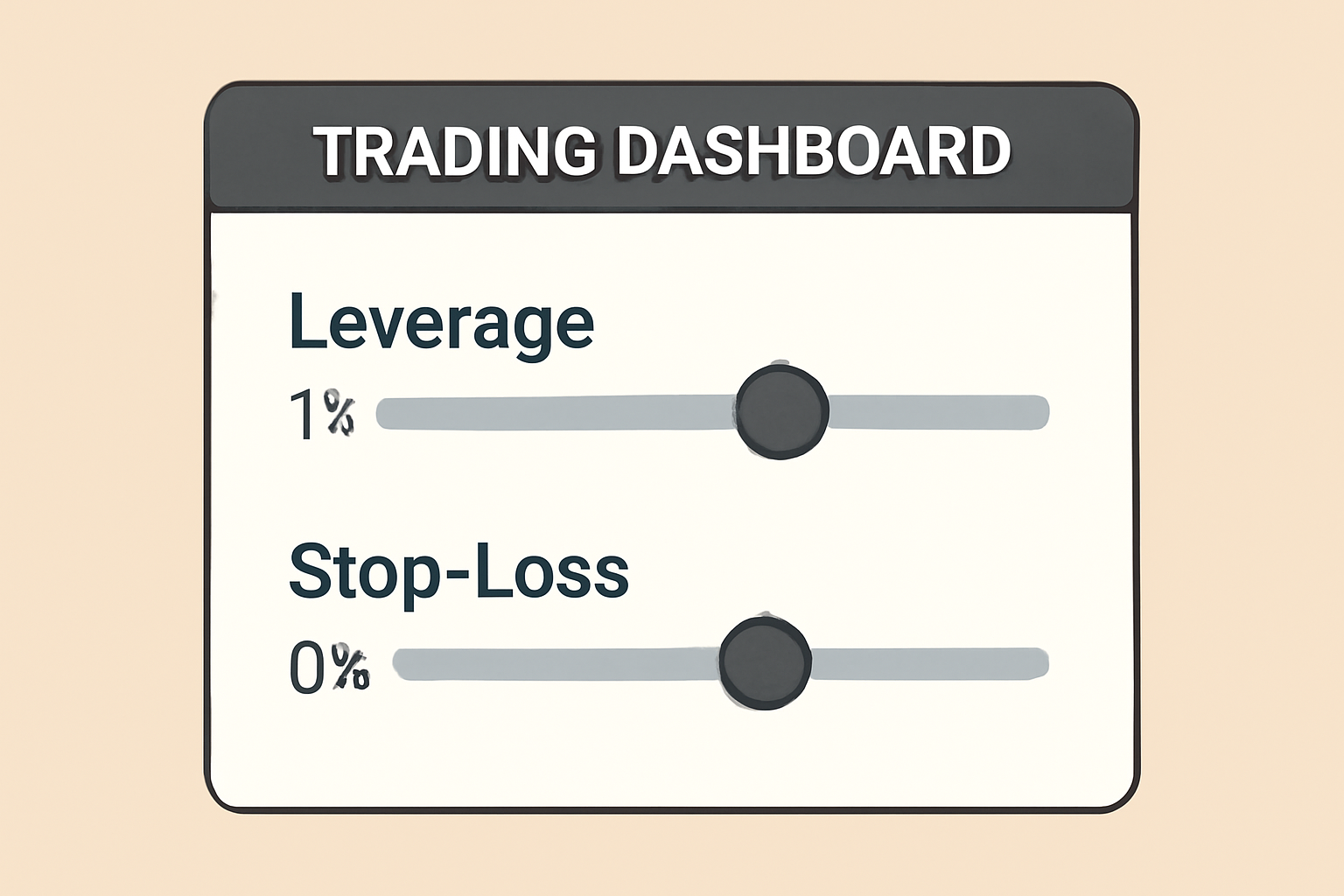 trading dashboard sliders adjusting leverage and stop-loss settings