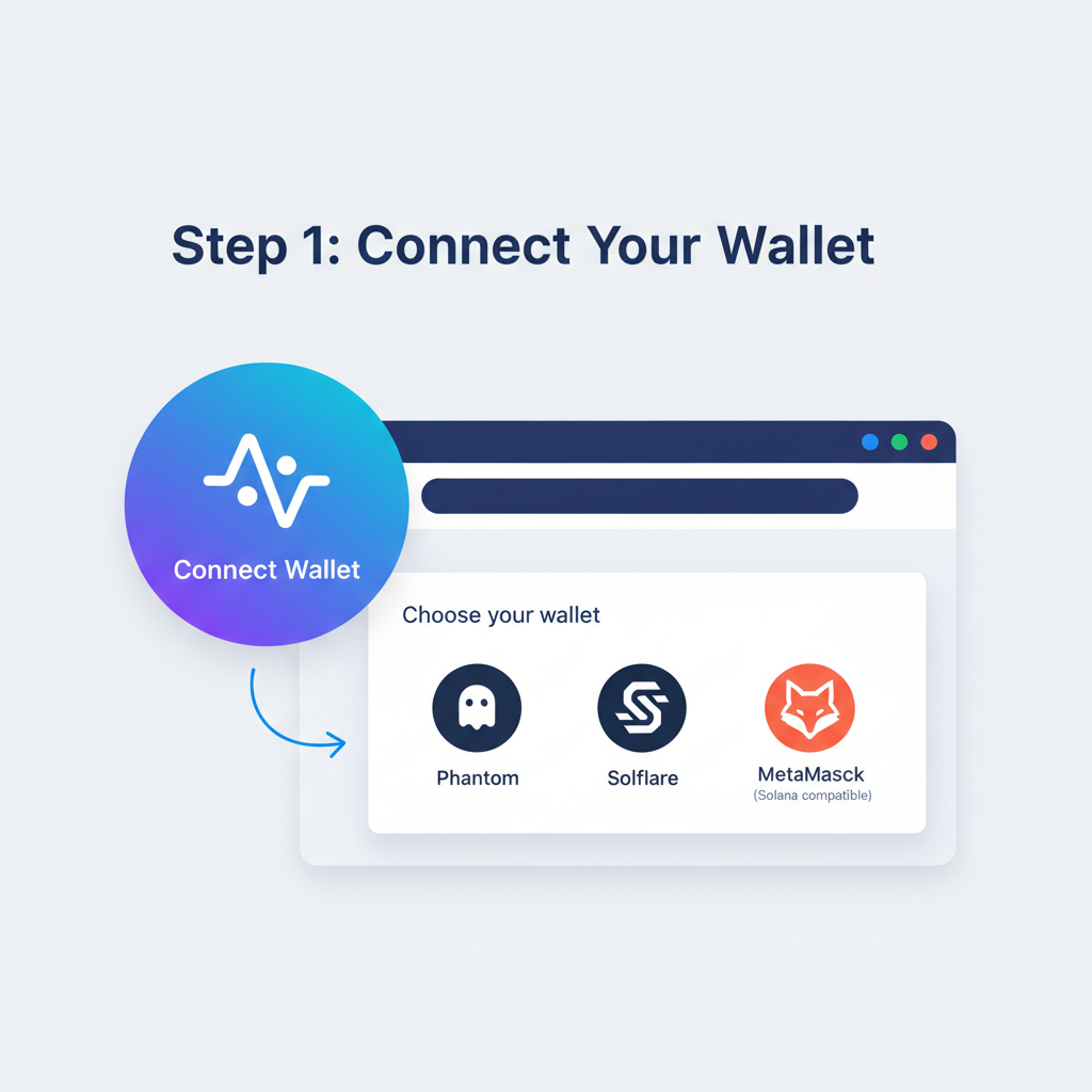professional retail website with Solana wallet connect button, modern UI, blue Solana theme