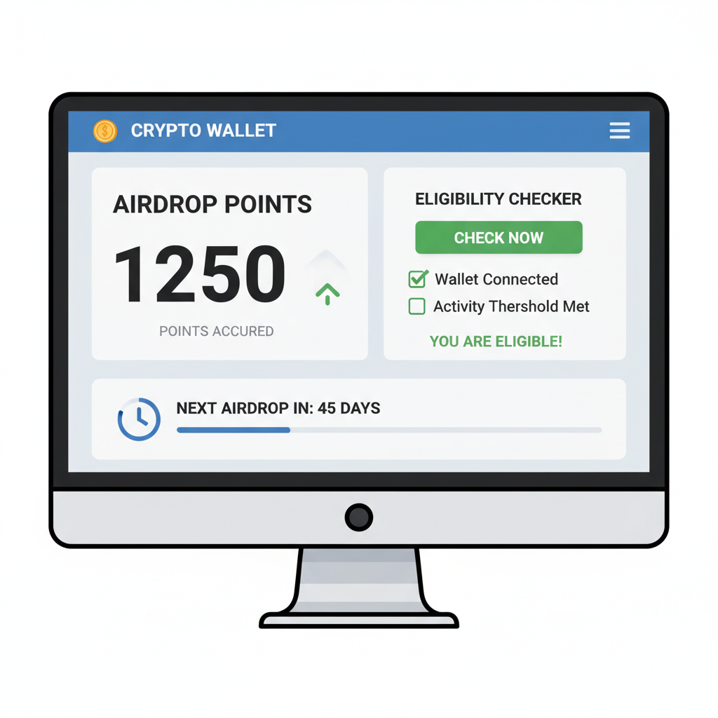 dashboard screen displaying crypto wallet airdrop points and eligibility checker