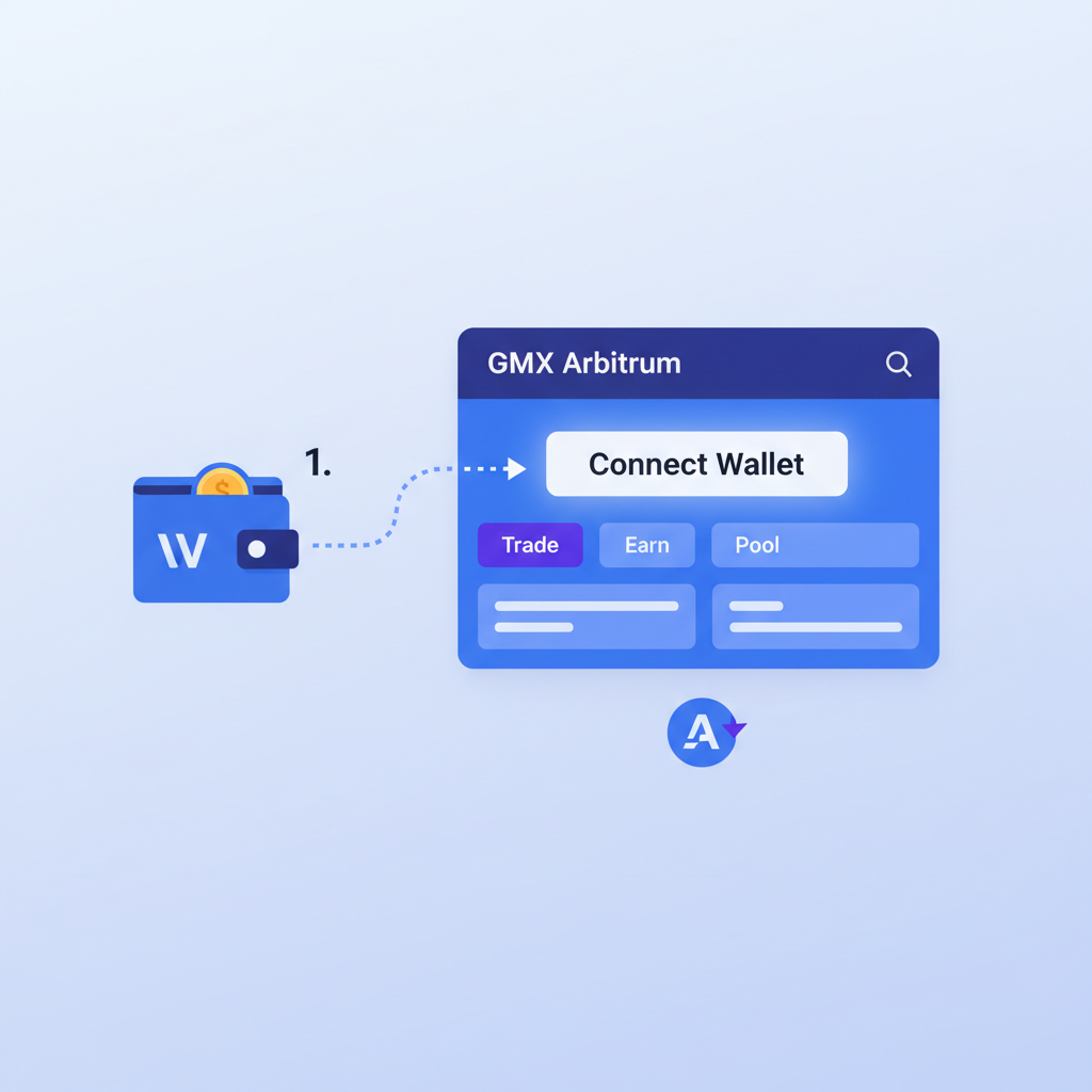 wallet connecting to GMX Arbitrum interface screenshot style