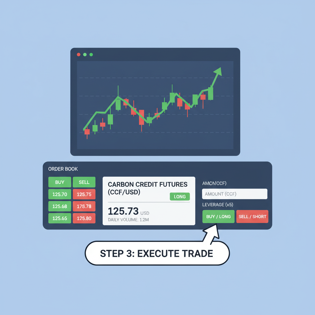 perpetual futures trading interface highlighting carbon credits contract with price chart