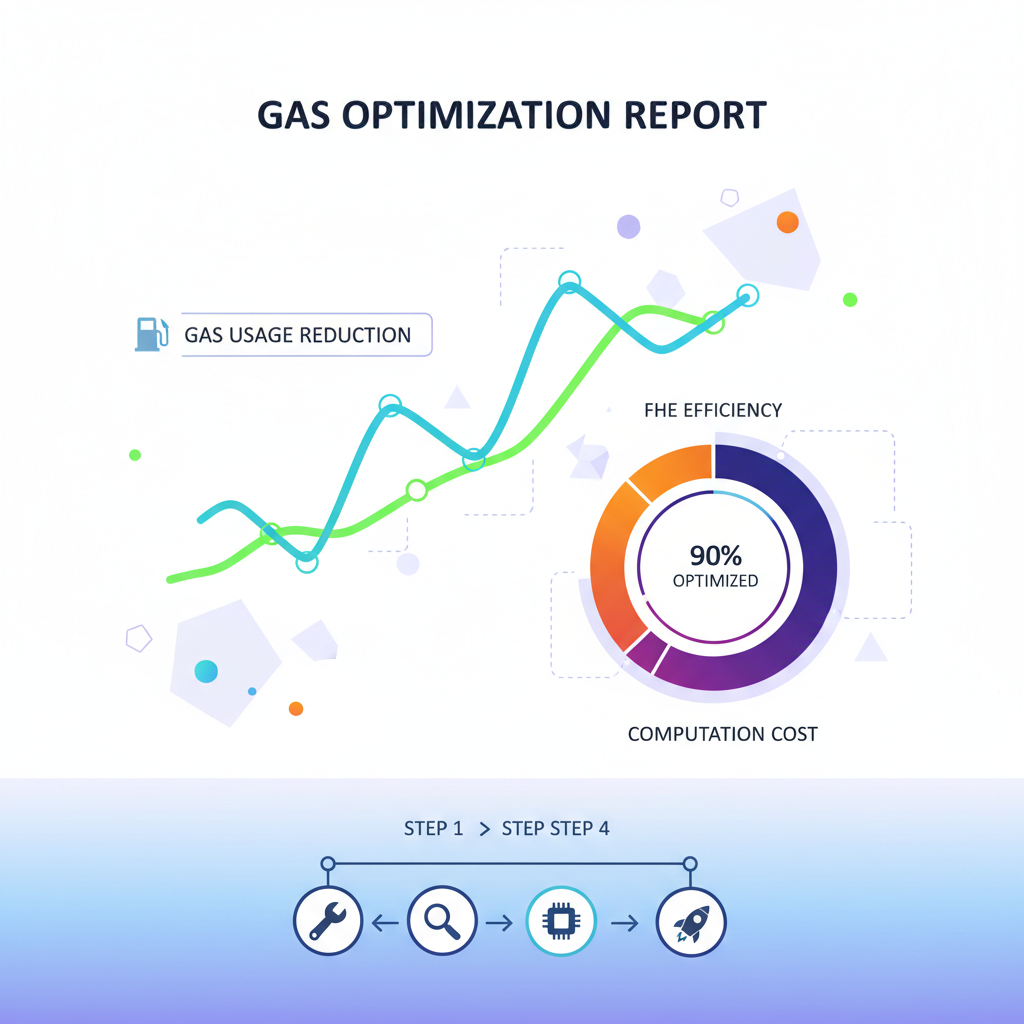 gas optimization graph with FHE efficiency charts, futuristic analytics