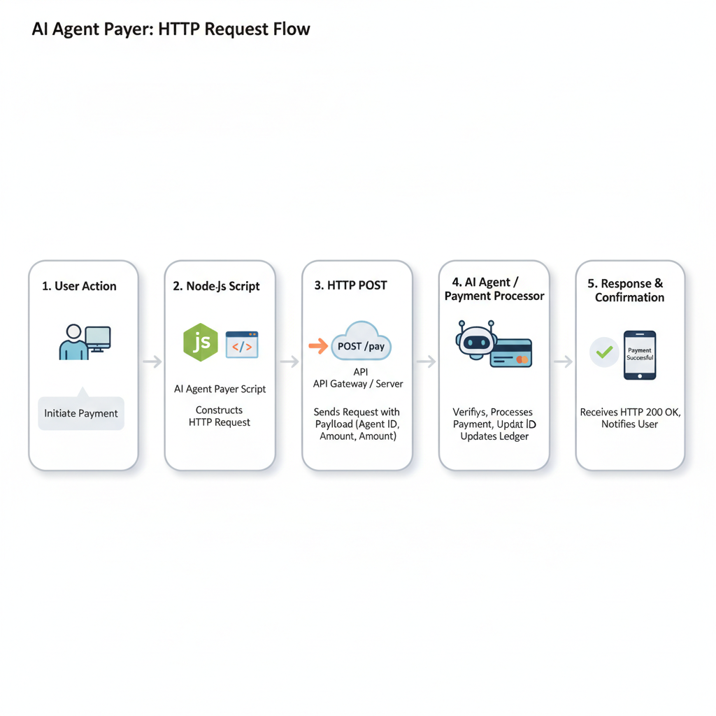 Node.js script for AI agent payer, HTTP request flow diagram