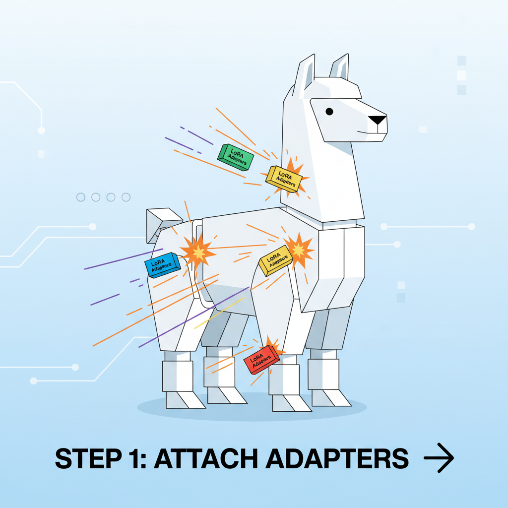 LoRA adapters snapping onto llama model with explosive speed graphics