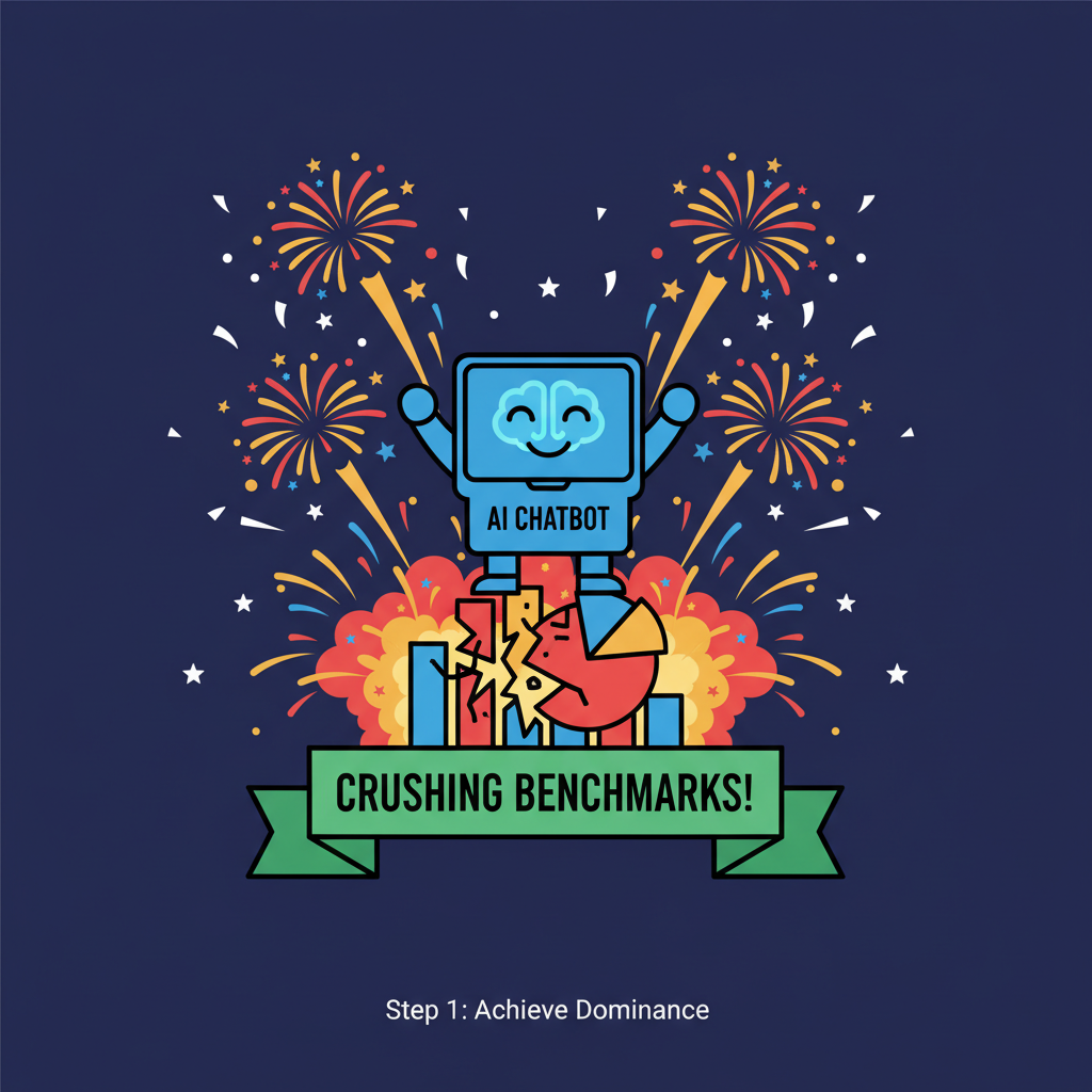 testing AI chatbot crushing benchmarks with victory fireworks