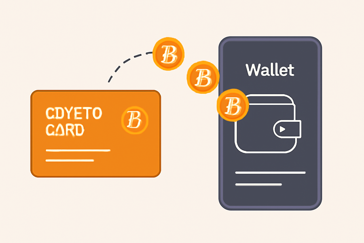 A crypto card being linked to a digital wallet interface, with governance tokens transferring between them.