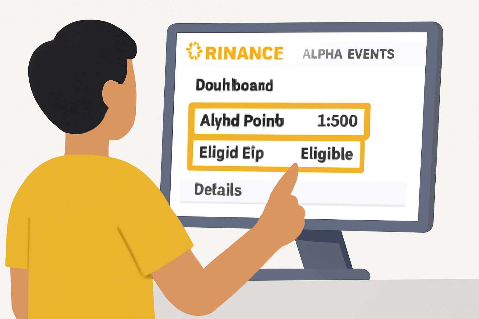 A user checking their Alpha Points and eligibility on the Binance Alpha Events dashboard, with highlighted Alpha Points and eligibility status.