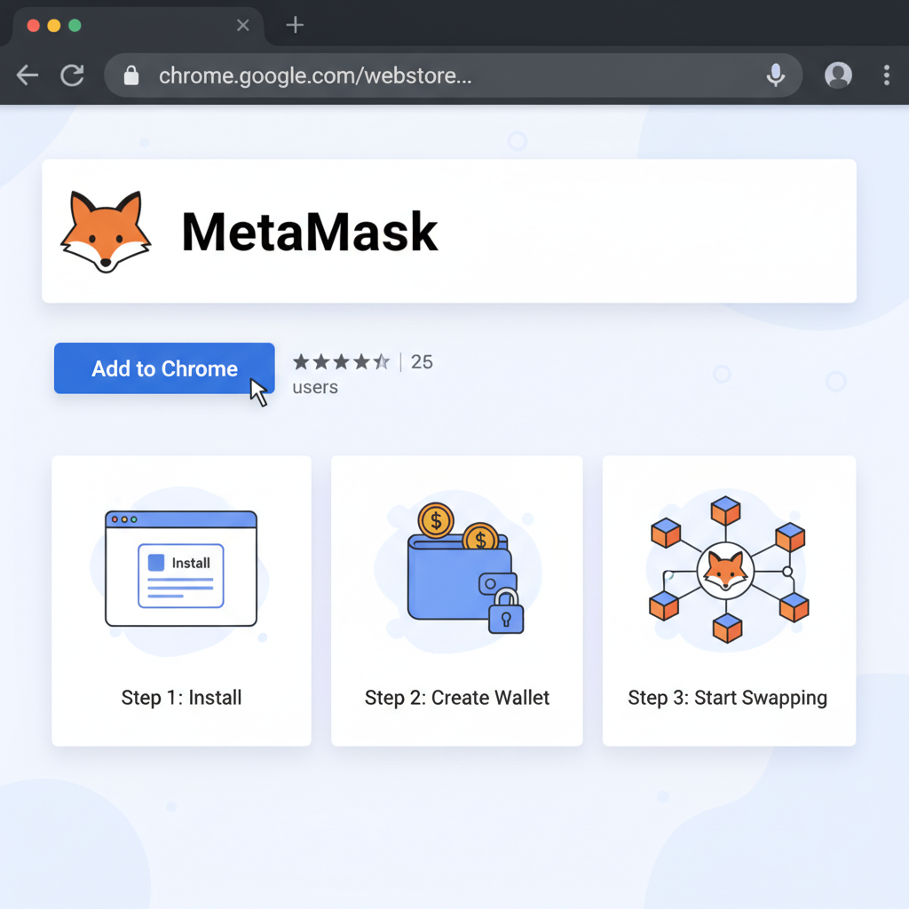 clean screenshot of MetaMask browser extension install page on Chrome Web Store