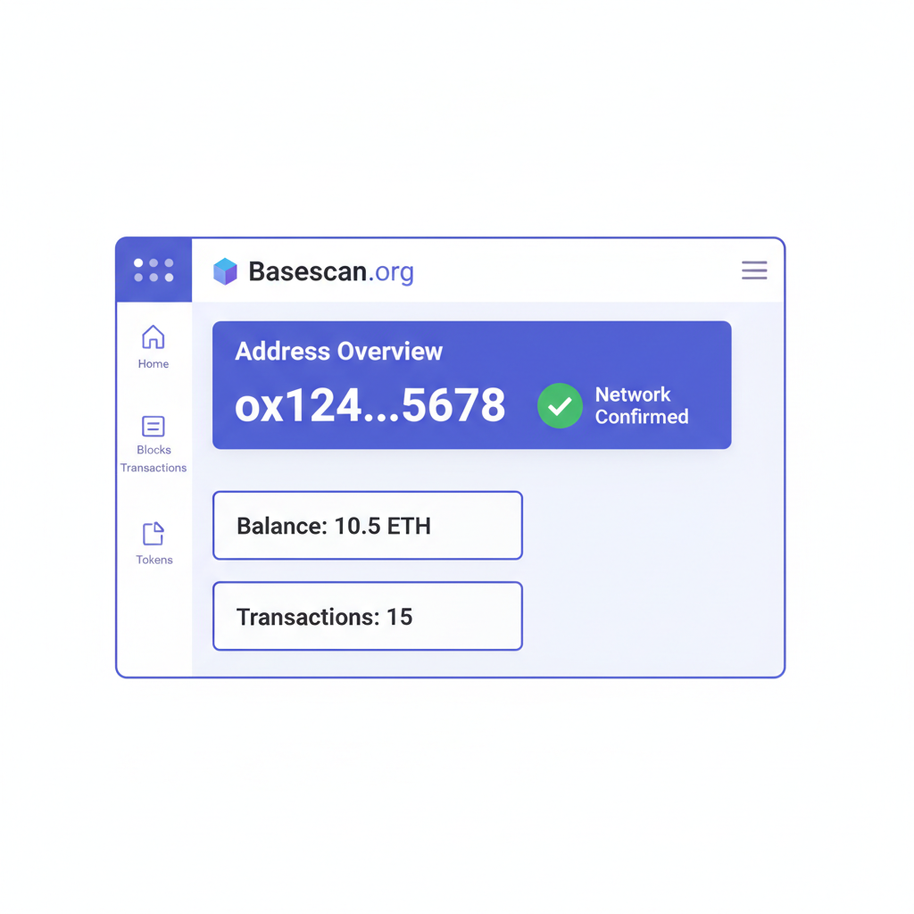 Basescan.org explorer page showing a Base wallet address with network confirmed