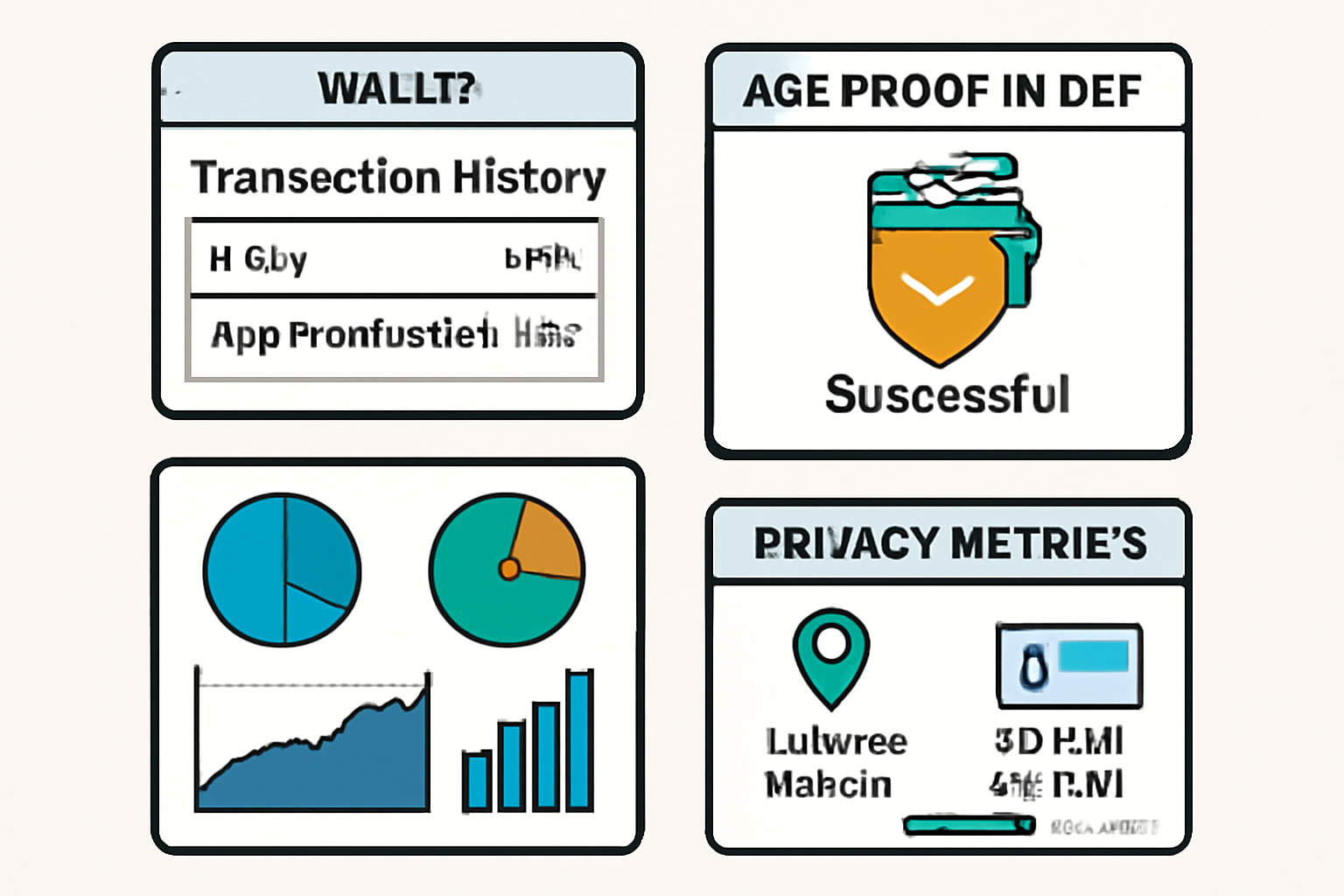 wallet transaction history showing successful age proof in DeFi, charts and privacy metrics dashboard