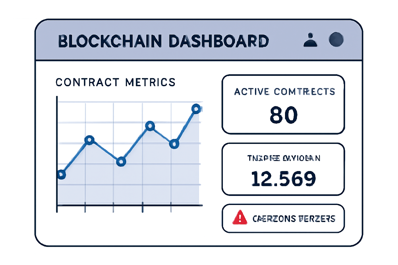 A blockchain dashboard displaying live contract metrics, with an alert system for upgrade triggers.