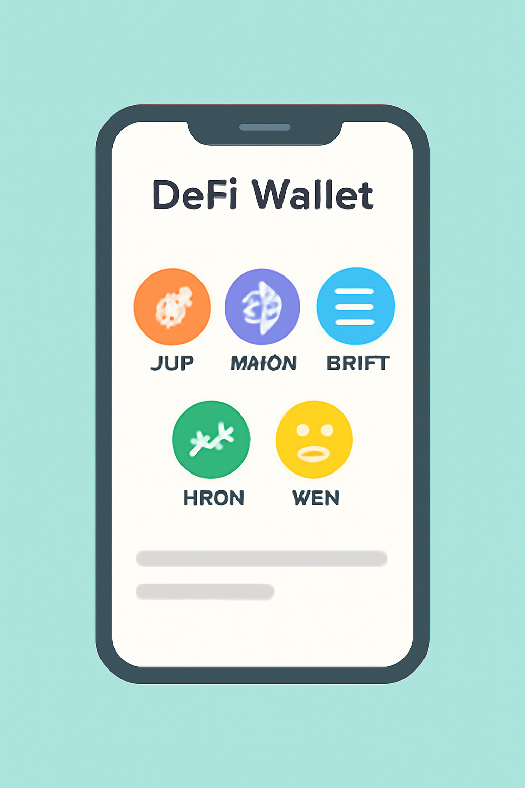 Array of Solana DeFi tokens JUP KMNO DRIFT MRGN WEN in mobile wallet dashboard