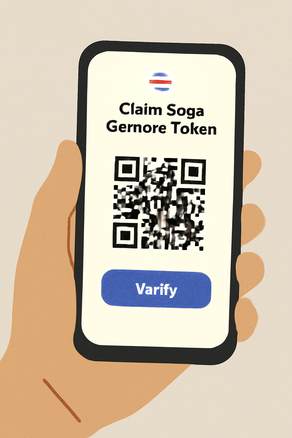 Claiming Solana Saga Genesis Token on phone screen, verification QR code