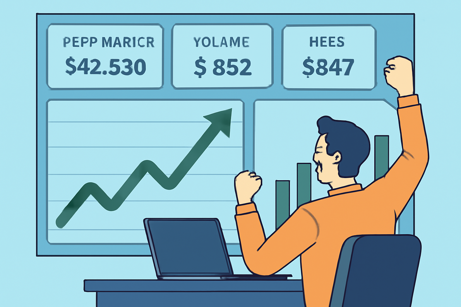 dashboard monitoring live perp market stats, rising charts fees incoming, triumphant trader vibe