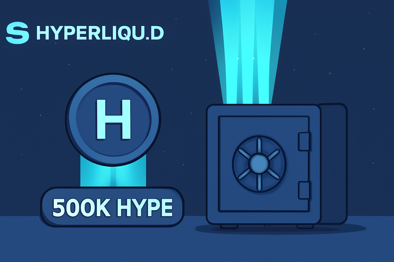 staking 500k HYPE tokens into secure vault on Hyperliquid platform, energy beams, sci-fi animation