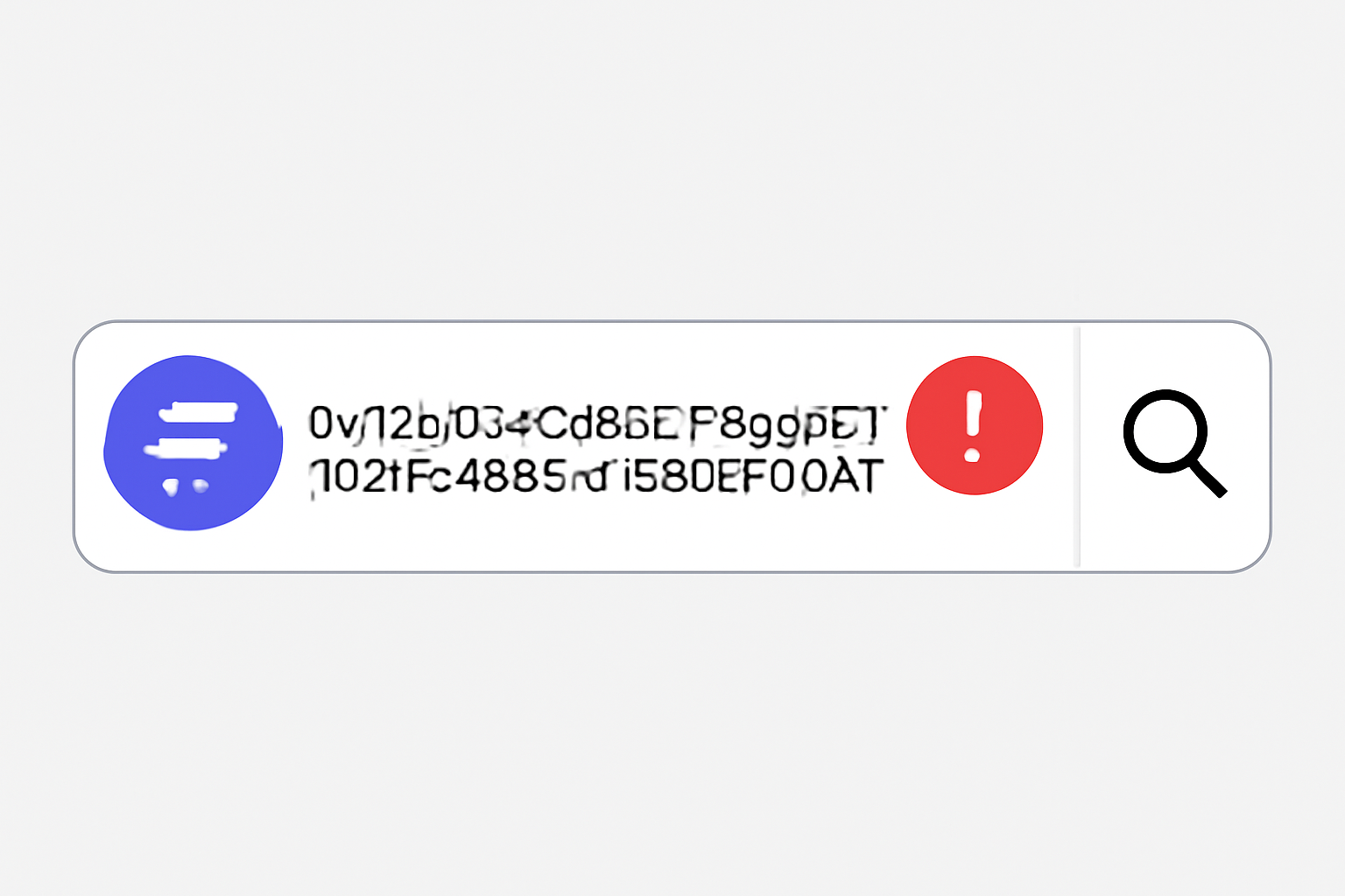 A search bar querying a blockchain address, with a Farcaster logo and a checkmark or warning symbol.