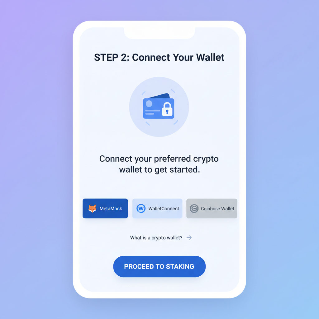 Wallet connection prompt on modern crypto staking app