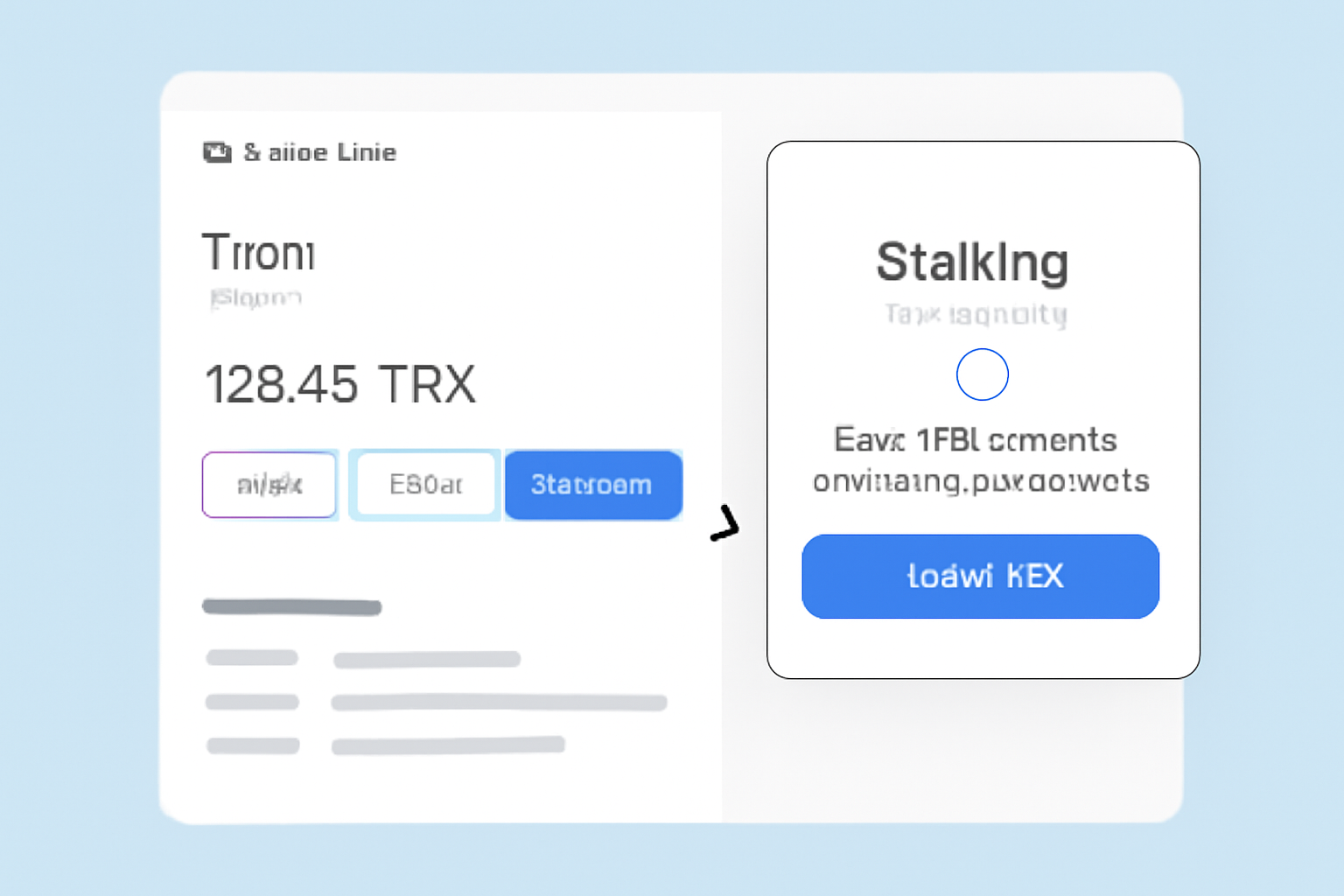Ledger Live showing the Tron account page with the 'Earn rewards' button highlighted and the staking dashboard opening.
