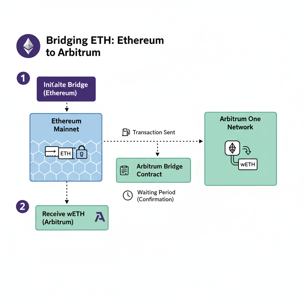 diagram of bridging ETH from Ethereum to Arbitrum
