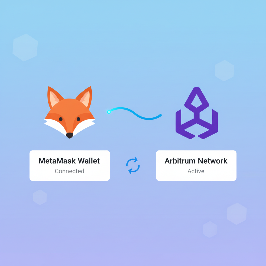 illustration of MetaMask wallet connected to Arbitrum network