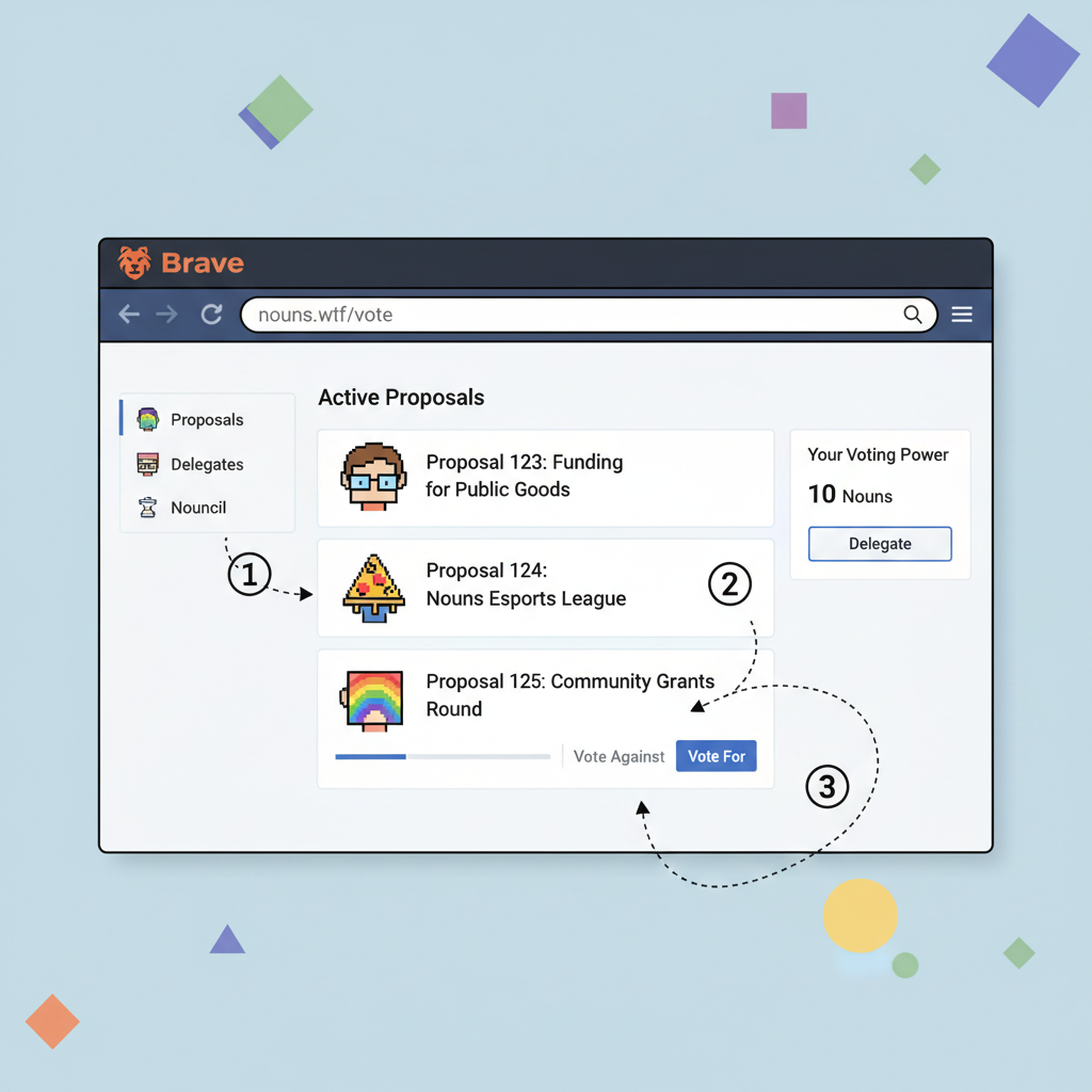 nouns dao governance interface in brave browser