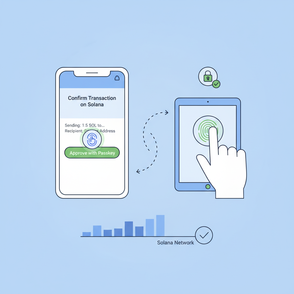 signing Solana transaction passkey biometric confirmation