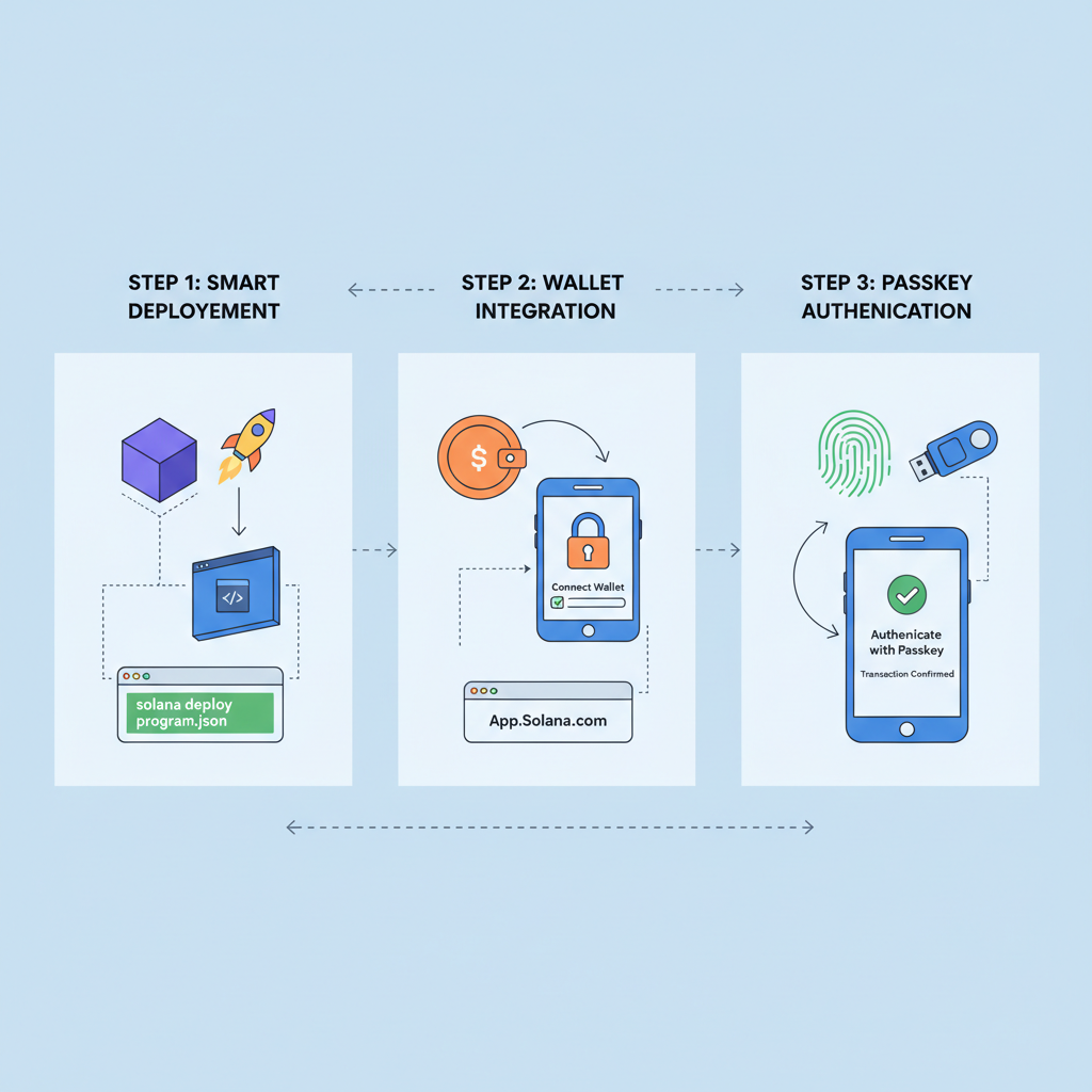 solana blockchain deploying smart contract wallet passkey integration abstract