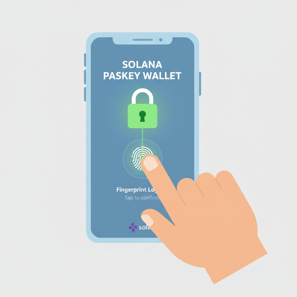 user fingerprint login solana passkey wallet mobile screen secure access