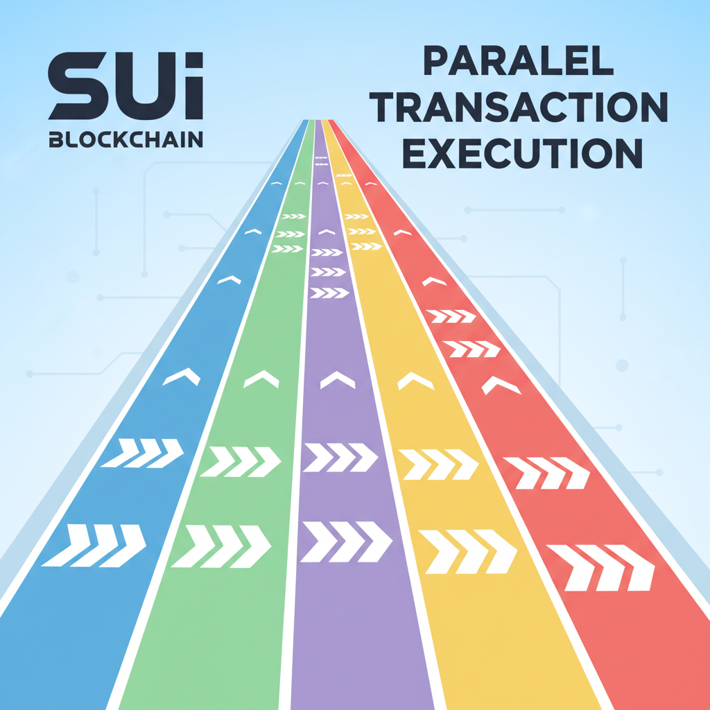 Parallel transaction execution on Sui blockchain, multiple lanes racing forward