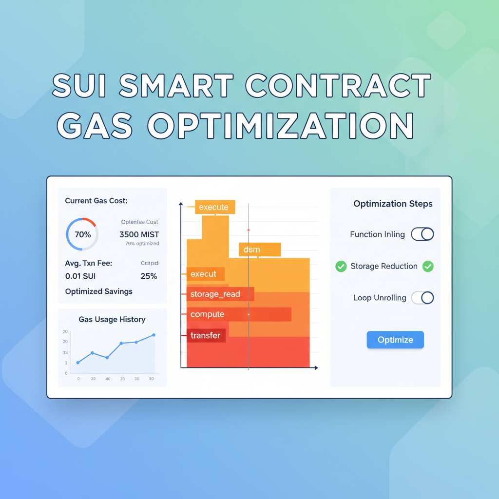 Gas optimization dashboard for Sui smart contract, flame graphs and metrics