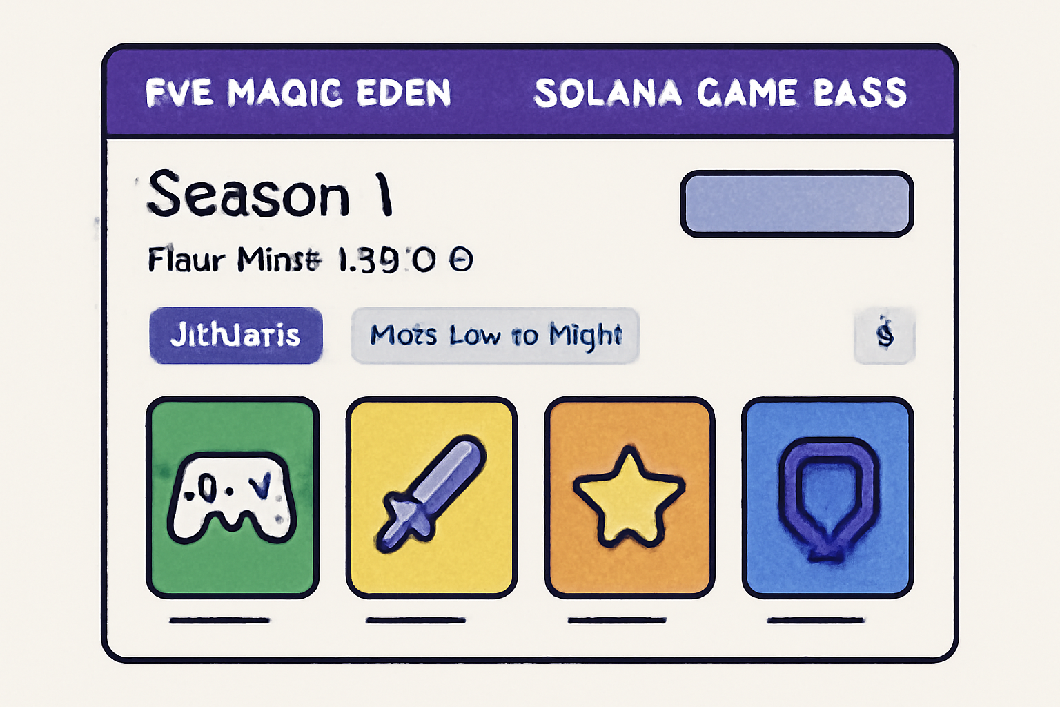 Magic Eden NFT collection page for Solana Game Pass Season 1 cards