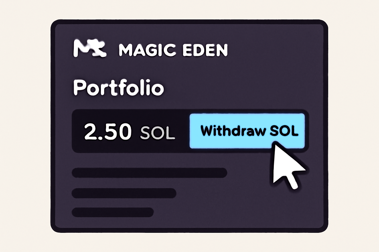 Magic Eden withdraw SOL button in portfolio dashboard