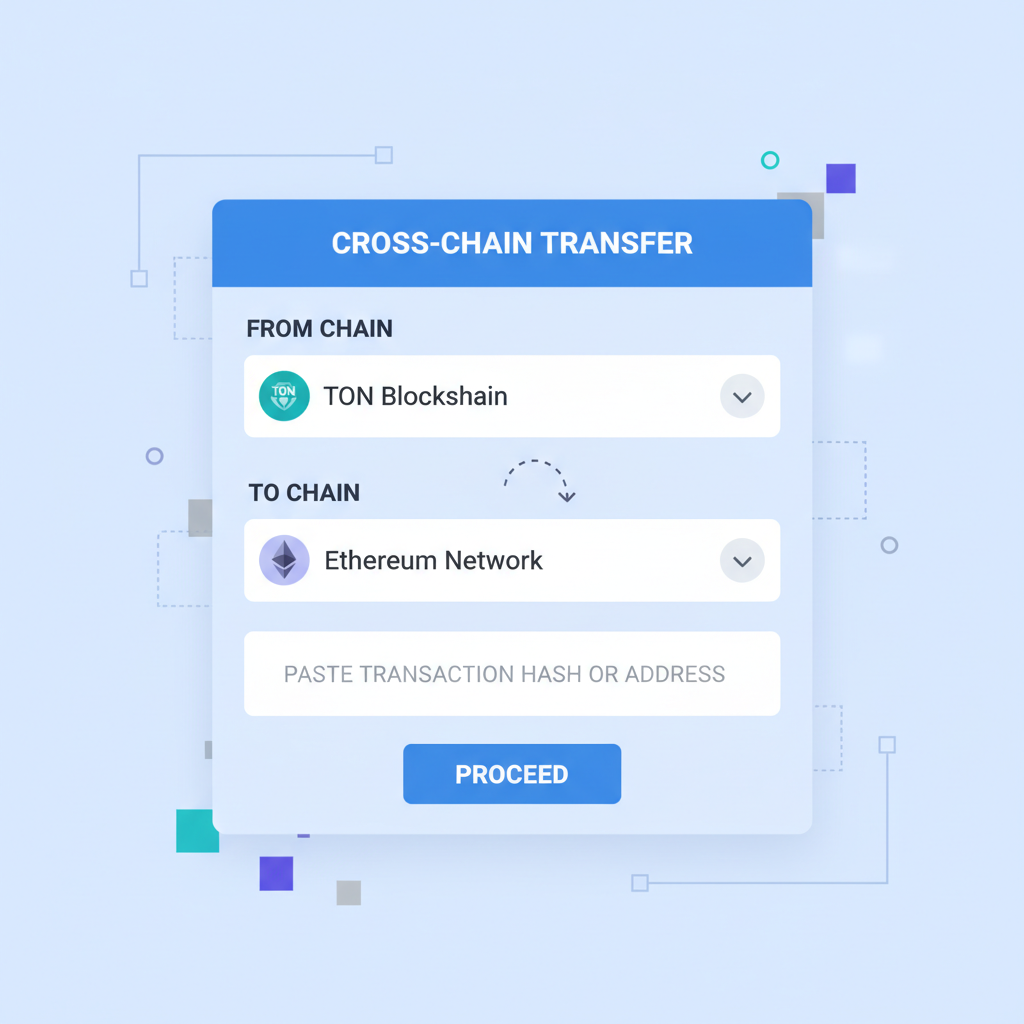 TON Wallet cross-chain interface with chain selector and TX paste field
