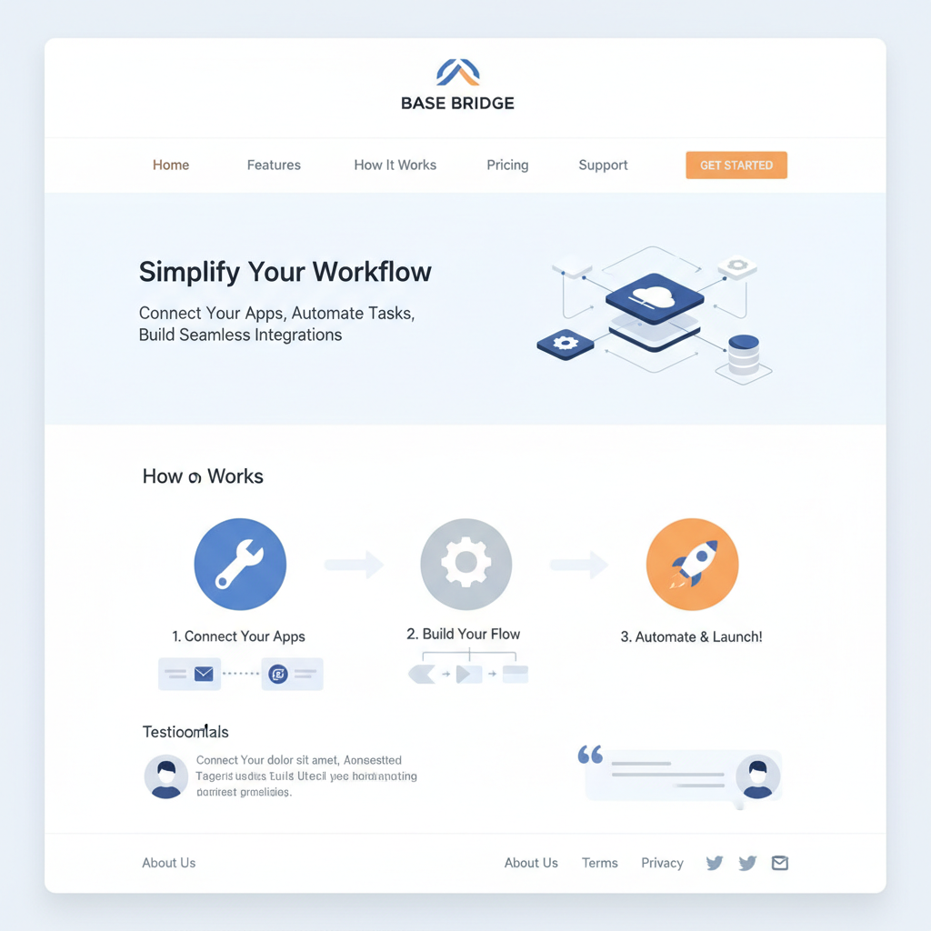 official Base Bridge website homepage interface, clean and professional