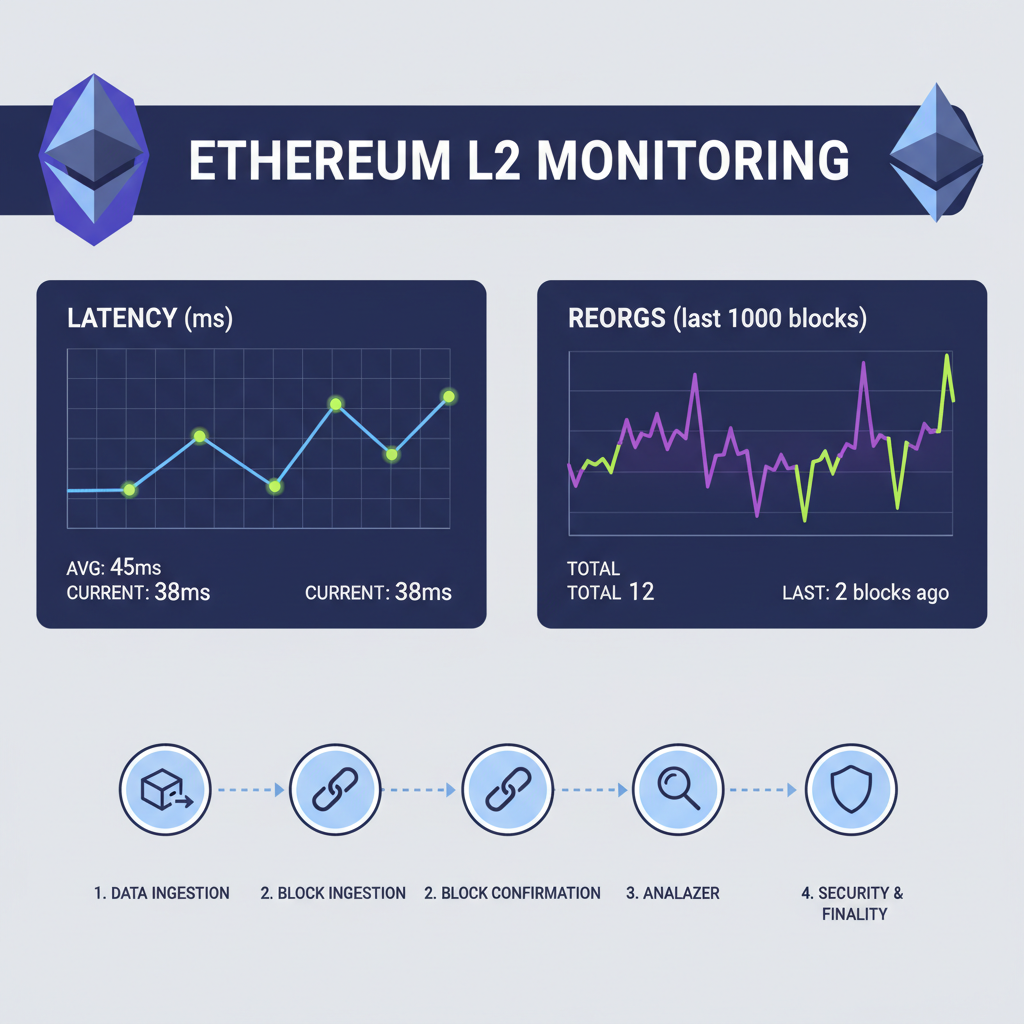 comprehensive real-time monitoring dashboard, live graphs for latency and reorgs, Ethereum L2 theme