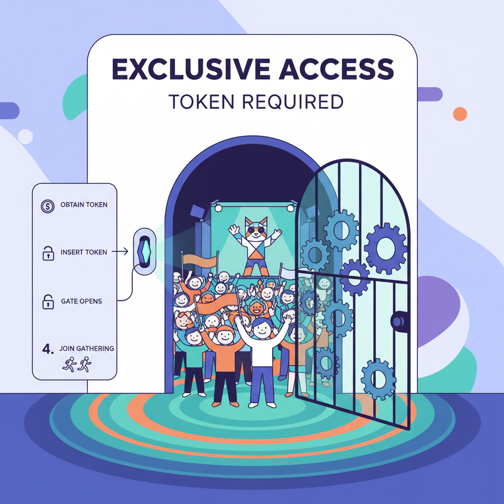exclusive gated community portal with token lock, vibrant fan gathering
