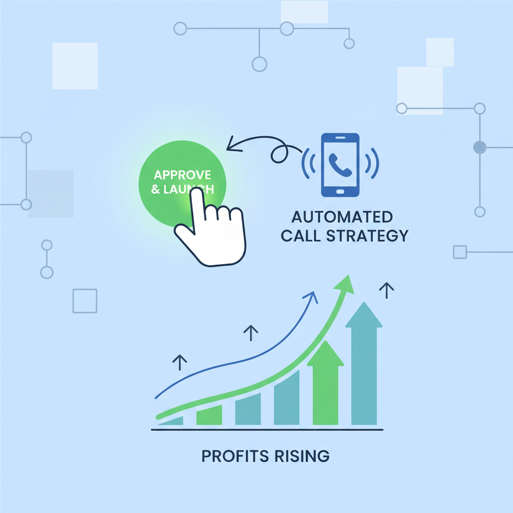green approval button activating automated call selling strategy on DeFi interface, charts rising