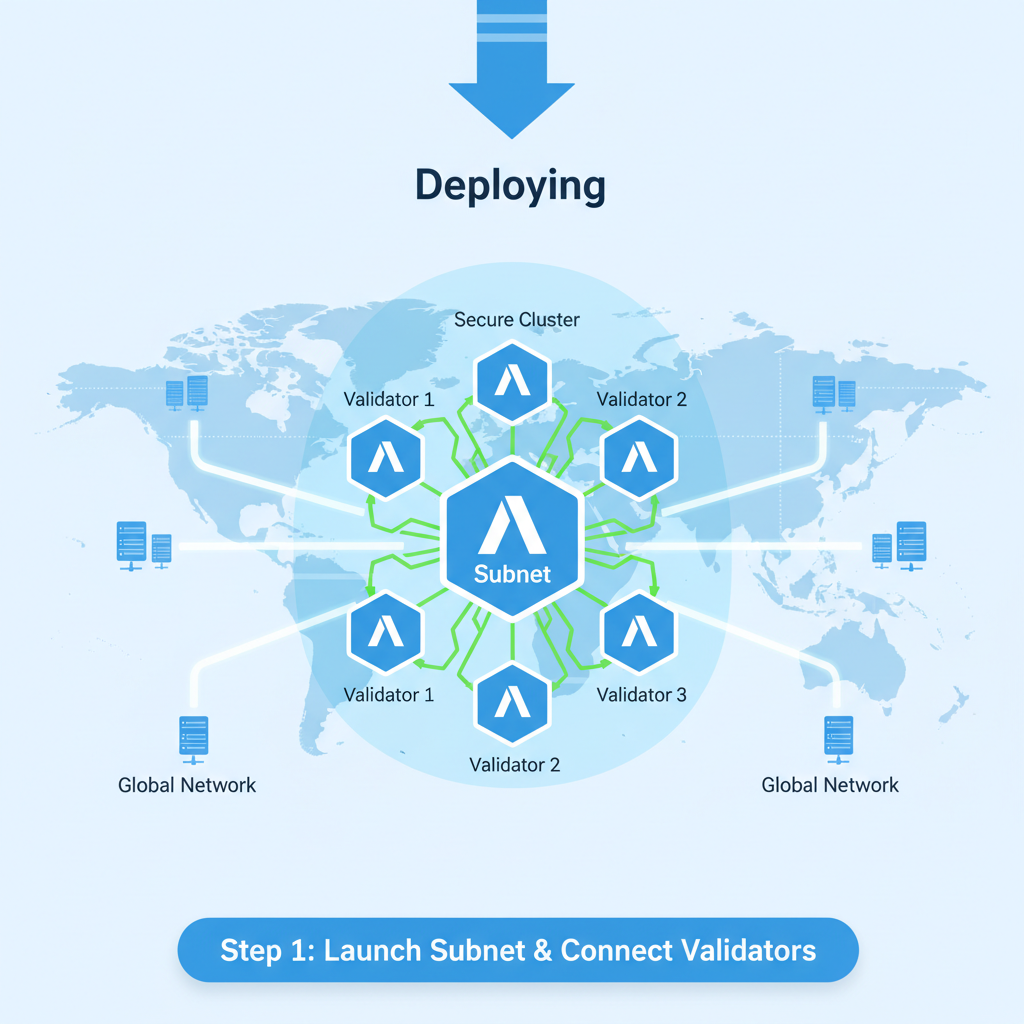 deploying custom Avalanche subnet to global network, validators connecting in a secure cluster