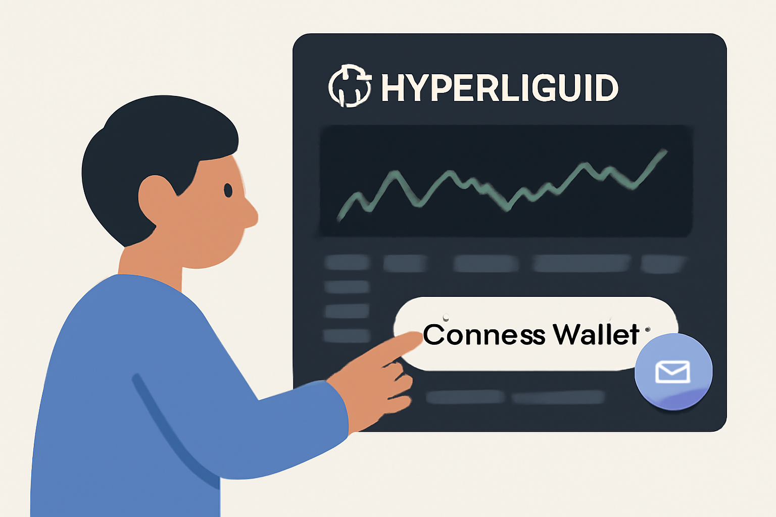 A user connecting their wallet to a sleek trading platform interface, with Hyperliquid branding