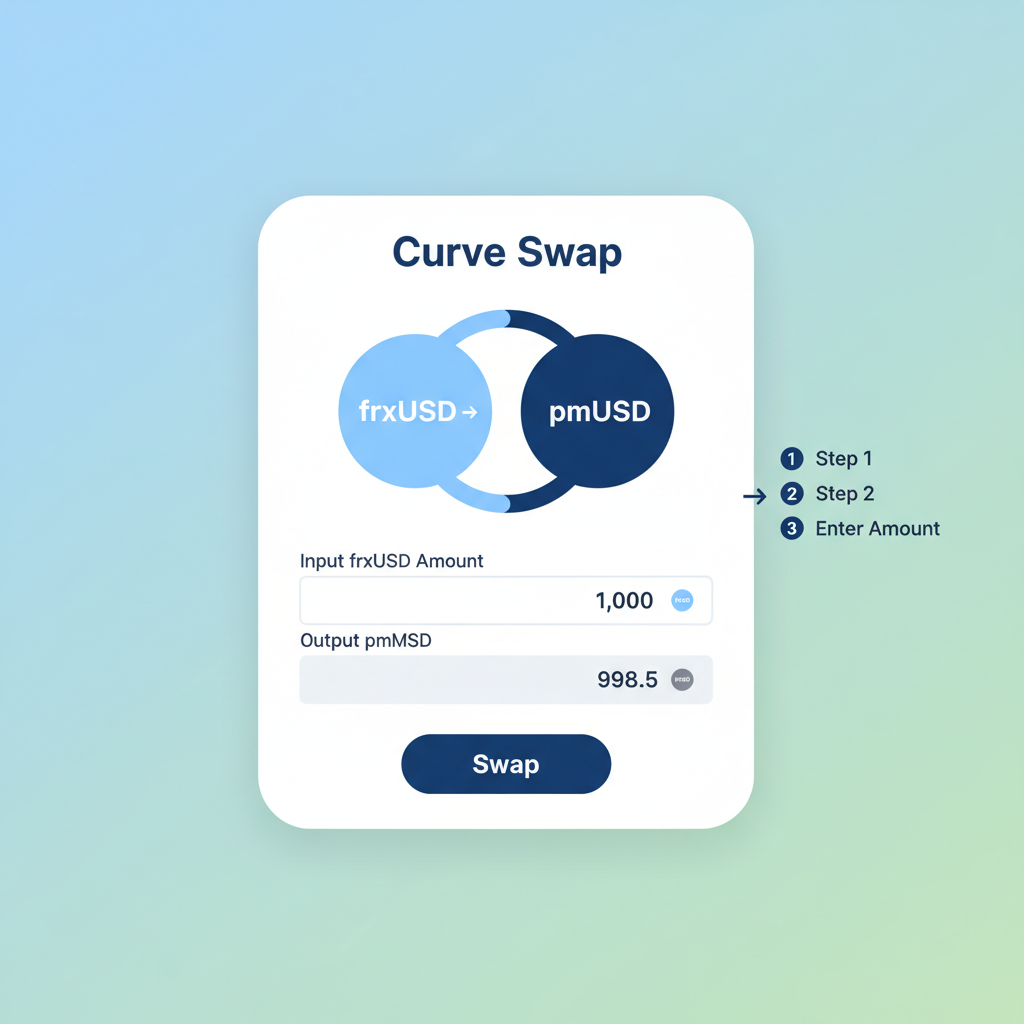 Curve swap interface pmUSD frxUSD pool, input frxUSD amount, output pmUSD