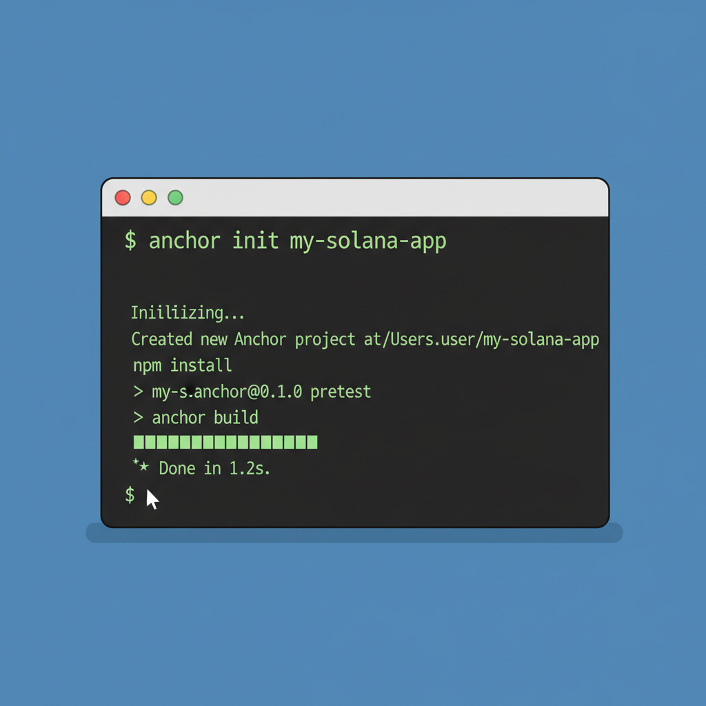 command line initializing new Anchor Solana project