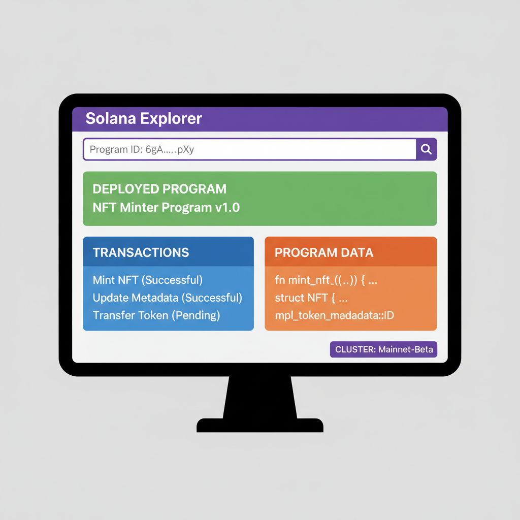 Solana explorer dashboard showing deployed NFT program