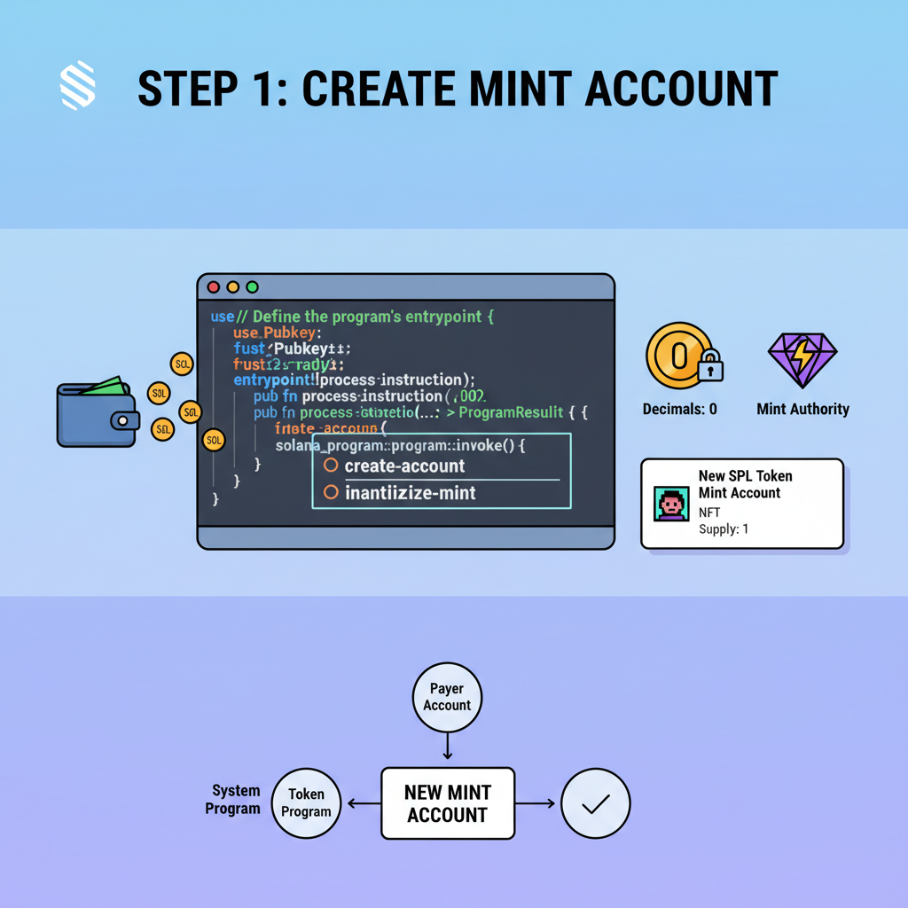 rust code creating spl token mint account for solana nft