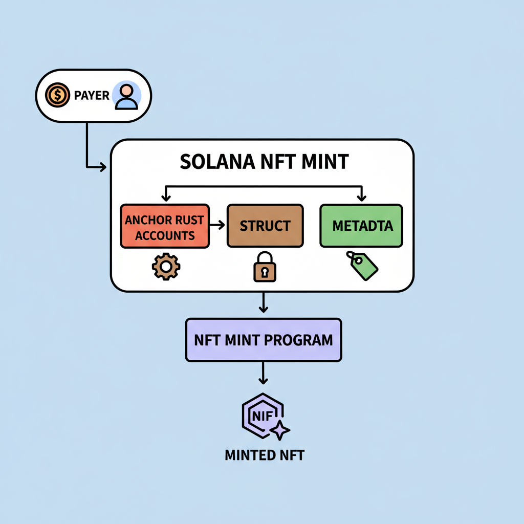 anchor rust accounts struct for solana nft mint with metadata payer