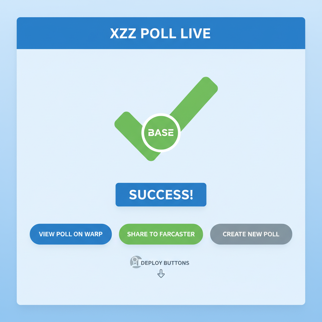 deploy button frames xyz success screen farcaster poll live base theme