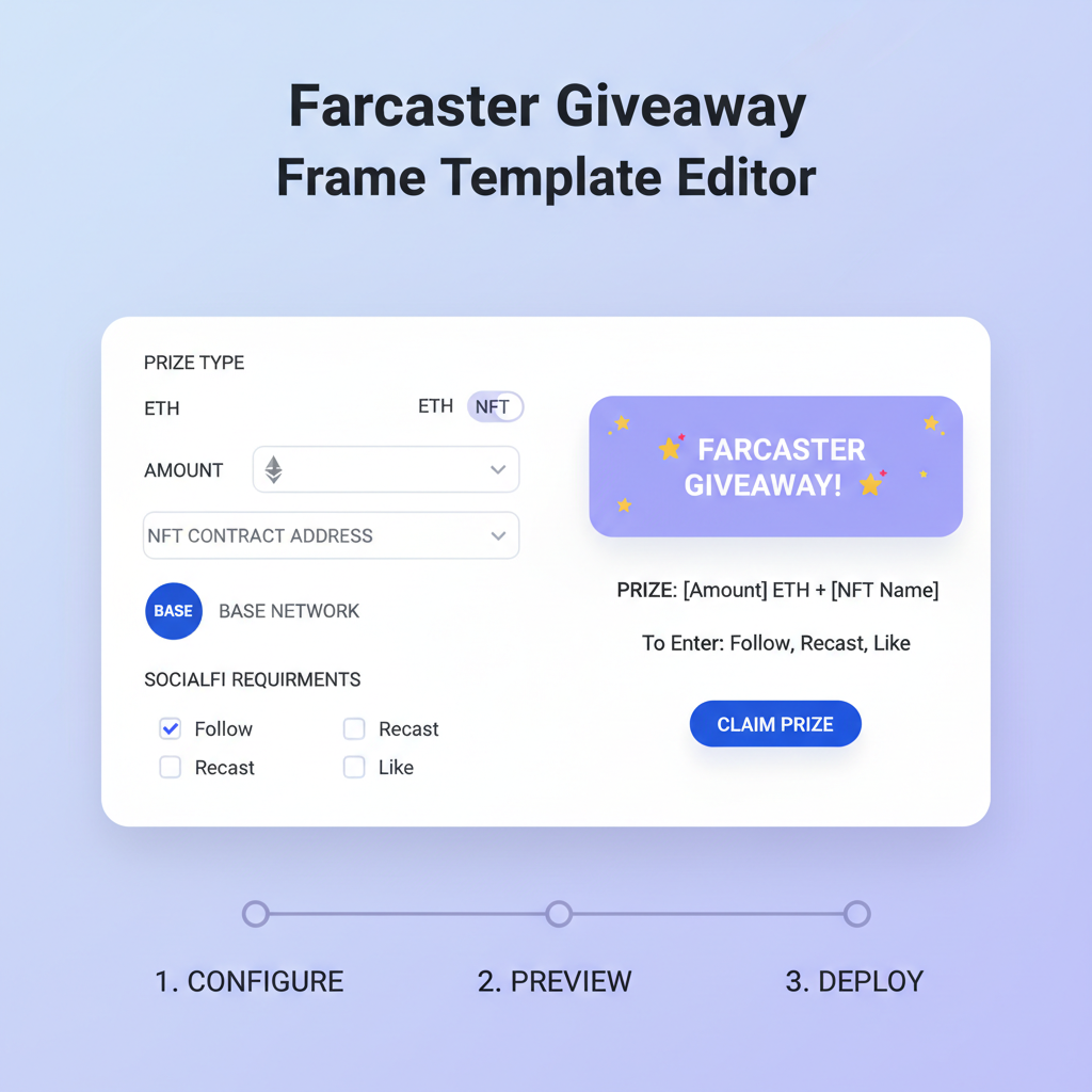 farcaster giveaway frame template editor prize eth nft base socialfi