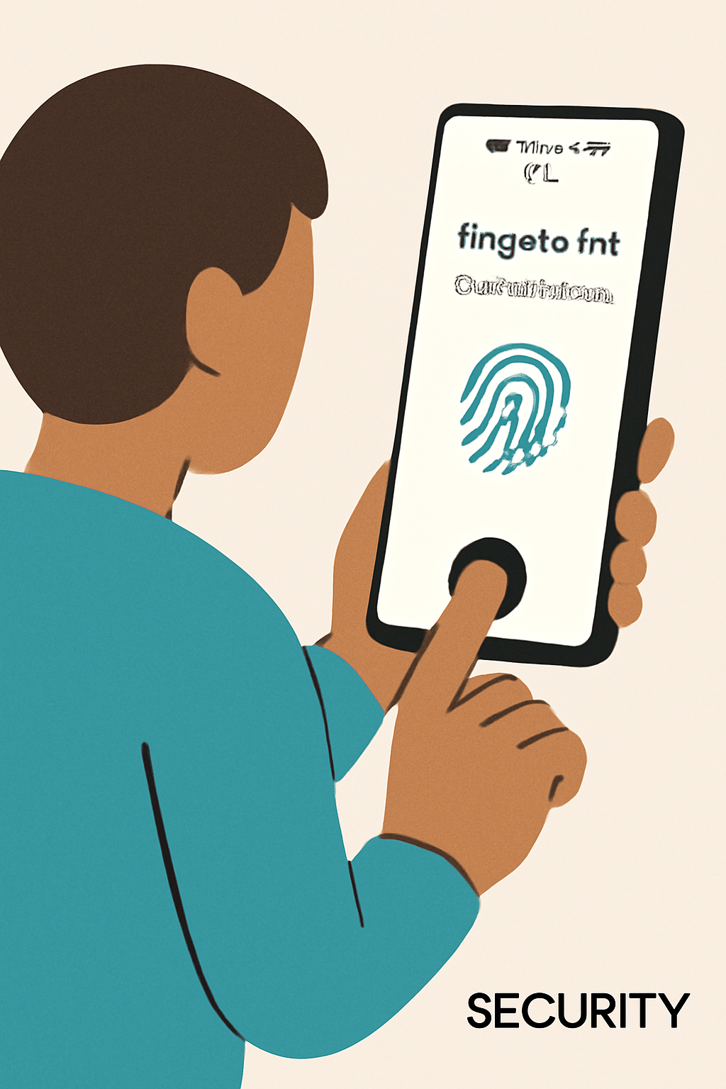 A user setting up biometric authentication (fingerprint) on a Solana Saga phone, emphasizing security.