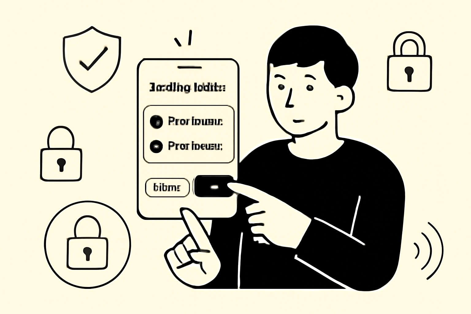A user setting up notifications on their phone with OKX Protect and PoR updates, surrounded by security icons.