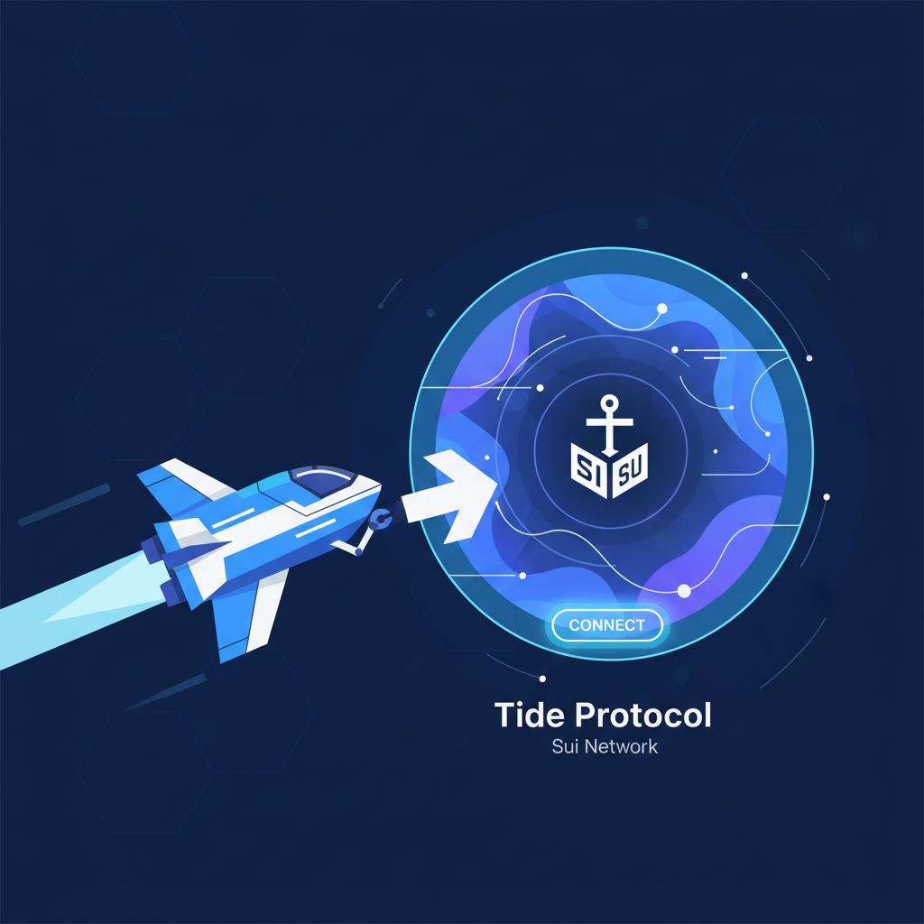 dynamic spaceship docking at futuristic Tide Protocol dashboard on Sui network